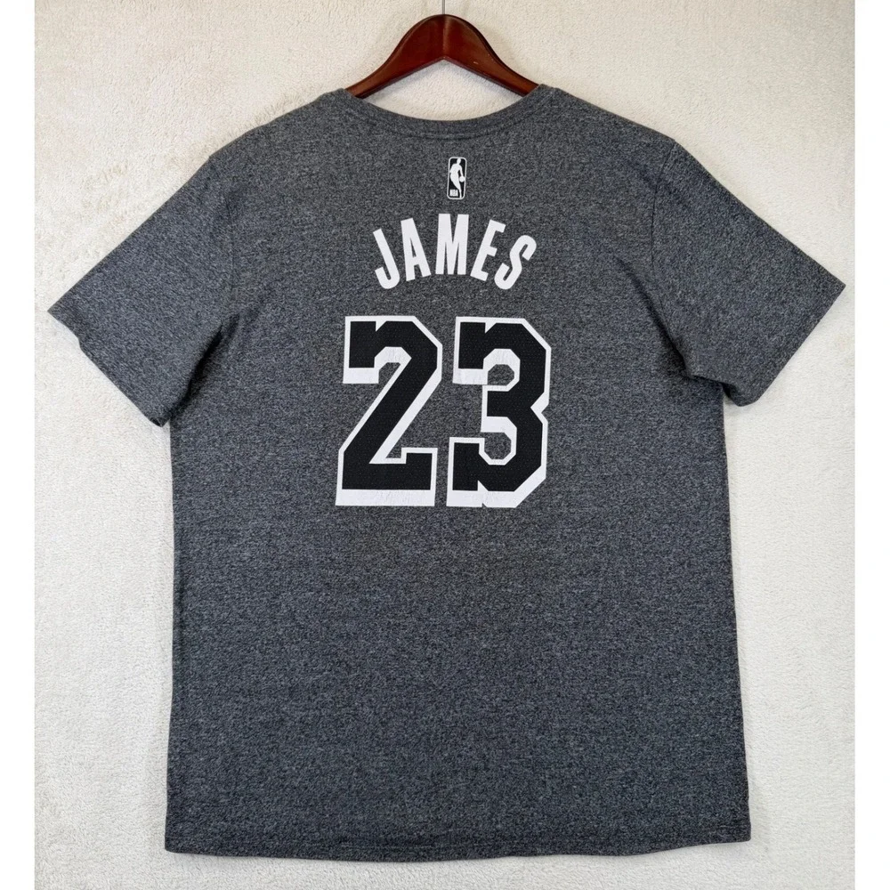 Nike Los Angeles Lakers LeBron James 23 Shirt Mens XL Grey Heather NBA Tee